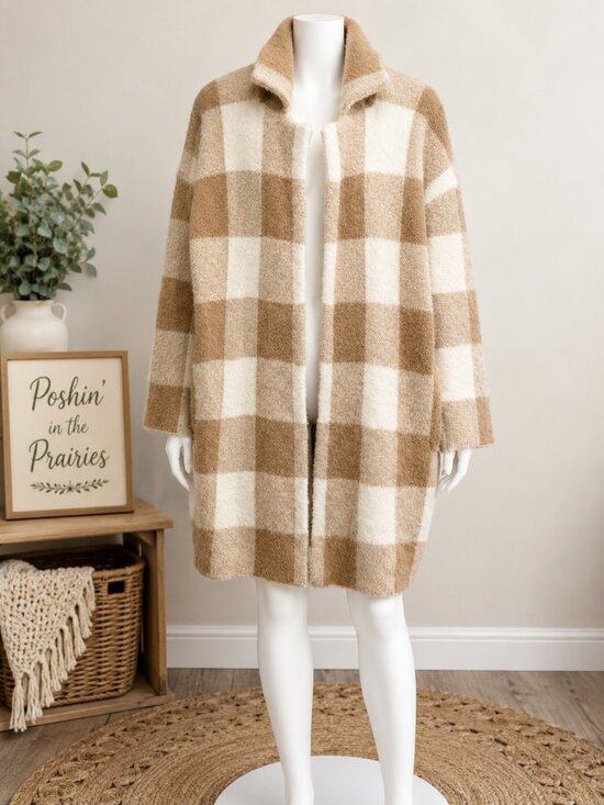 H by Halston Jackets & Blazers - 🤎 H by Halston Buffalo Plaid Knit Cardigan Coat 🤎 Size Small